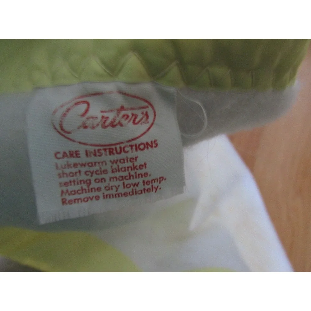 Carters Vintage baby crib blanket yellow‎ trim sleeping bears clown party hats